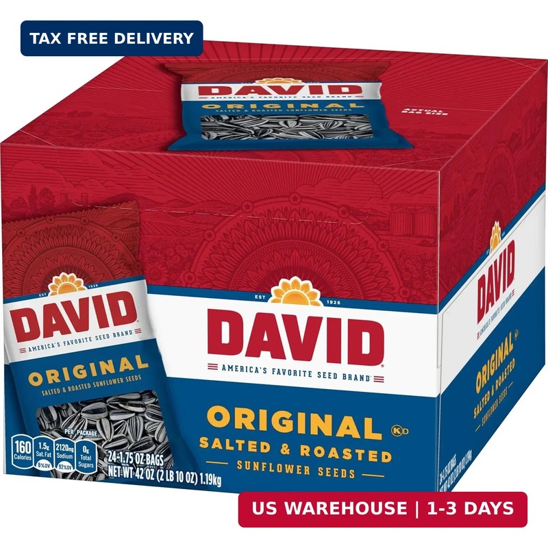 DAVID Sunflower Seeds, Original Flavor, Father's Day Baseball Snack for Dad, 1.7 gallery