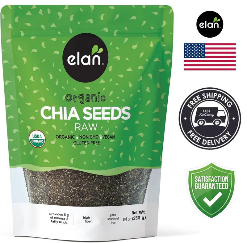 Elan Organic Chia Seeds, 8.8 oz, Vegan, Gluten-Free - USA