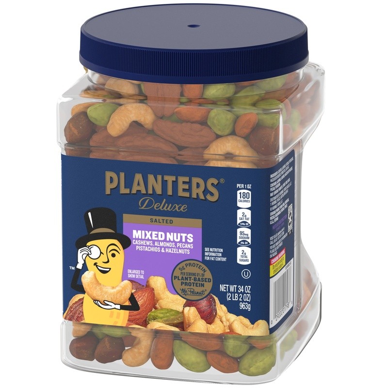 Deluxe Salted Mixed Nuts Roasted Cashews Almonds Pecans Pistachios Snack 34oz US gallery
