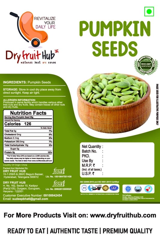 Dry Fruit Hub Raw Pumpkin Seeds 1kg | Protein & Fiber | Healthy Diet Snack gallery