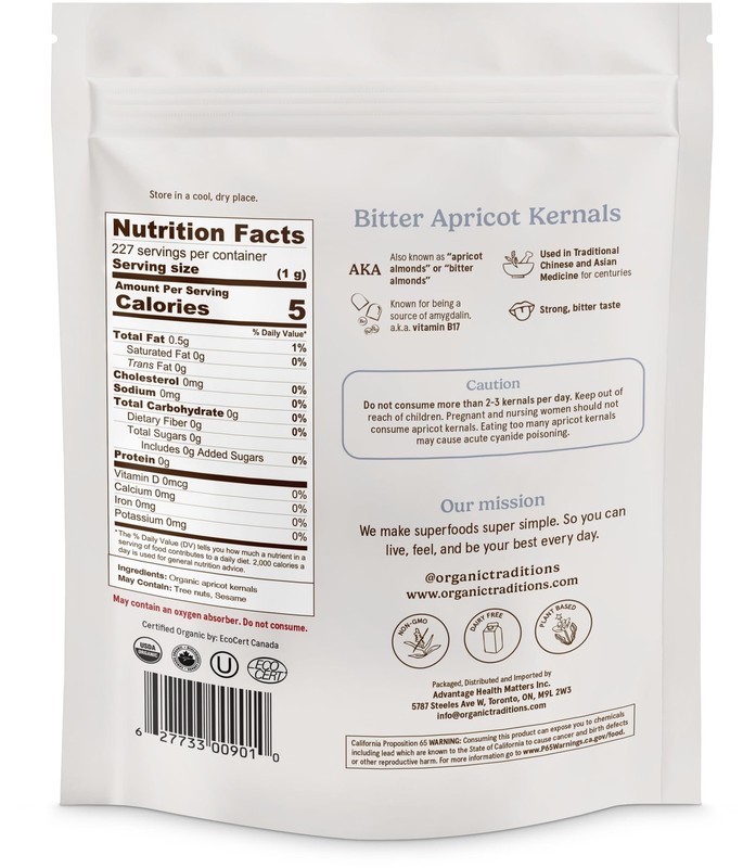 Organic Apricot Kernels - Sundried Raw Seeds - Natural Vitamin B17 - 8oz gallery