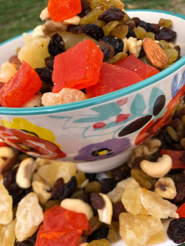 Trail Mix Pineapple, Papaya Chunk, Black, Golden Raisins Almond Cashew Walnuts gallery