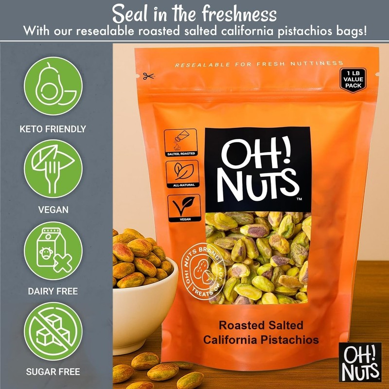Pistachios No Shell - Roasted Salted - 1 lb - Shelled California Pistachios gallery