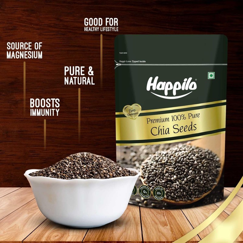 Happilo Premium Raw Organic Authentic Chia Seeds 250g Free Delivery 7- 10 Days gallery