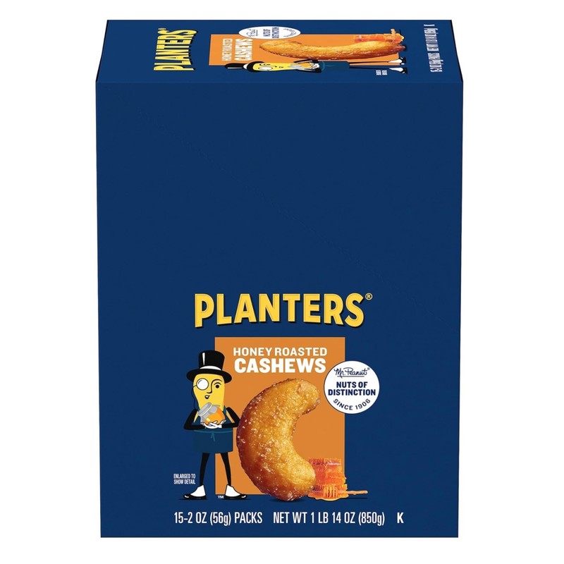 Honey Roasted Cashews Super Tube – 15 Count Single Serve Bags, 2 Ounce