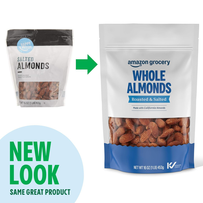 , Whole Almonds, Roasted & Salted, 16 Oz (Previously Happy Belly, Packaging May gallery
