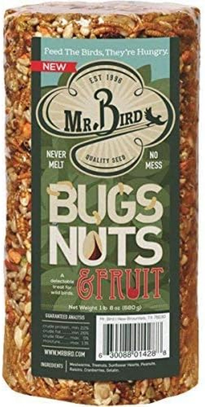 Mr Bird's 6-Pack Bugs, Nuts & Fruit Small Cylinder 24 Oz - Perfect for Birds!
