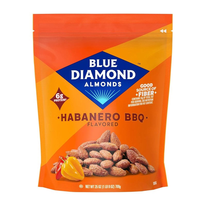 Blue Diamond Almonds Habanero BBQ Flavored Snack Nuts, 25 Oz Resealable Bag