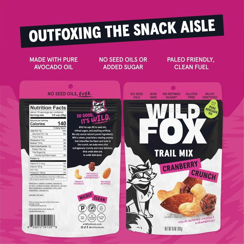 Wild Fox Trail Mix – Healthy Plant-Based Snack Made With Pure Avocado Oil And... gallery