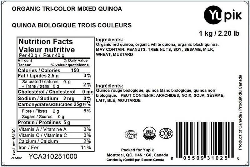 Yupik Organic Tri-Color Quinoa, 1 kg, Non-GMO, Kosher, Raw Seeds, Mix of White, gallery
