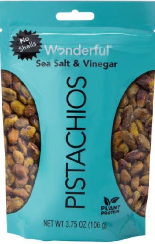 Pk Of 2-Wonderful Pistachios No Shells, Sea Salt & Vinegar, 3.75 Oz. Bags 03/25 gallery