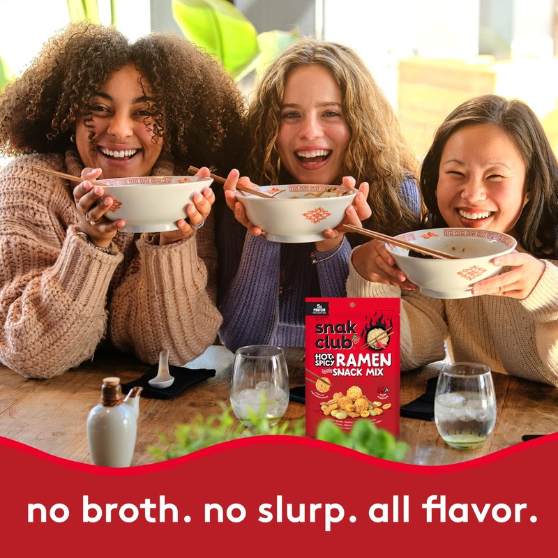 Snak Club Hot & Spicy Ramen Flavored Snack Mix, Crunchy Ramen Pieces, Toasted... gallery