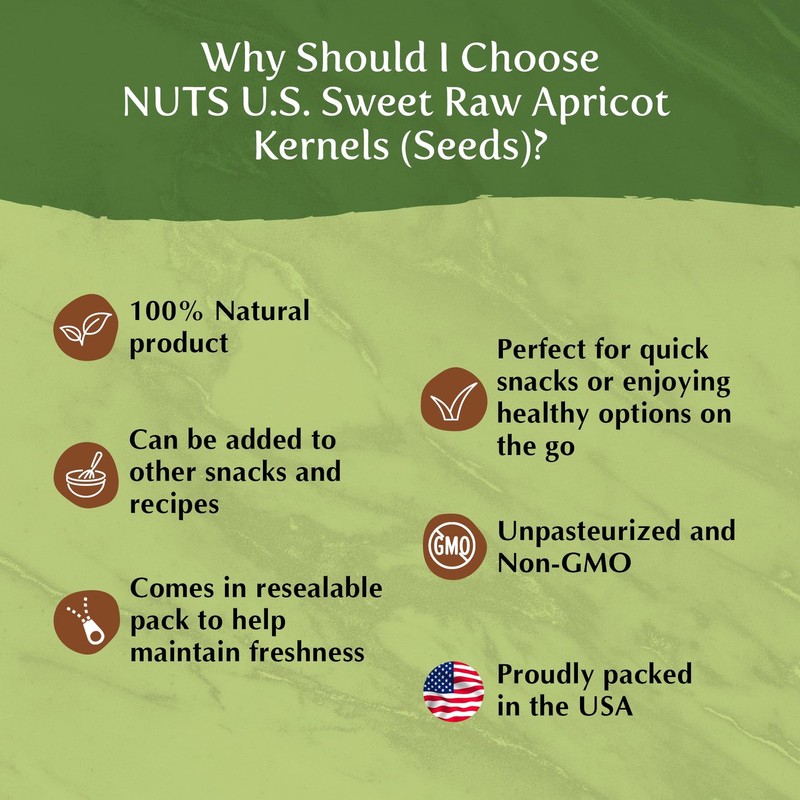 NUTS U.S. - Sweet Raw Apricot Kernels (Seeds) | 1 Pound (Pack of 1) gallery