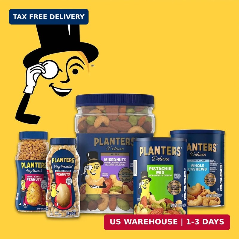 PLANTERS Honey Roasted Peanuts, Dry Roasted Peanuts, Party Snack, Plant-Based Pr gallery
