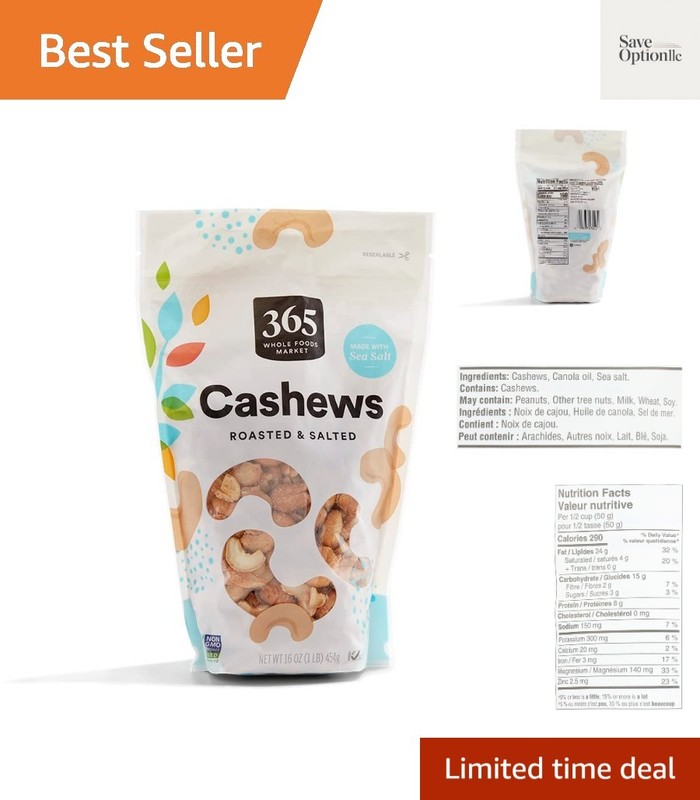 Sustainably Sourced 16-Ounce Roasted Cashews - Perfect for Snacking & Recipes