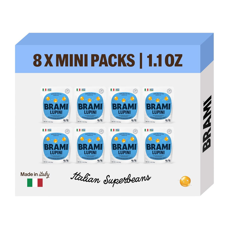 BRAMI Lupini Beans Snacks, Sea Salt & Vinegar | 7g Plant Protein, 0g Net Carbs |