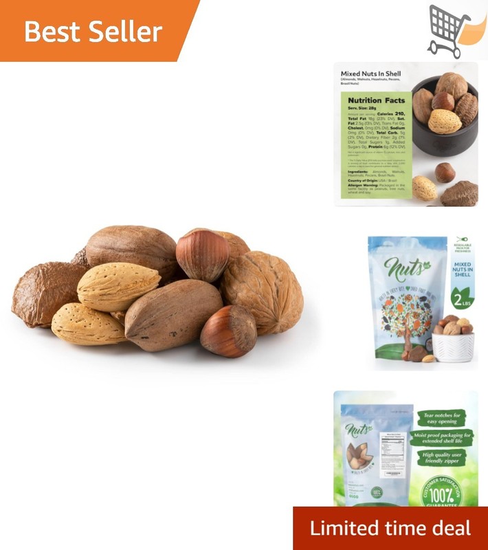 Mixed Nuts in Shell 2Lbs Raw Unsalted with Almonds Walnuts Hazelnuts Pecan