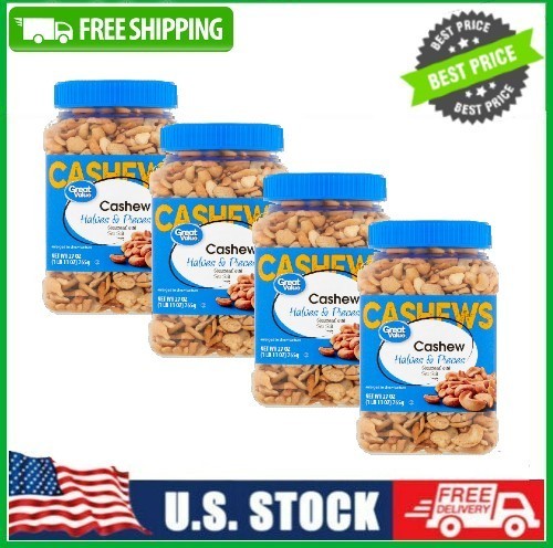 4 BOX Great Value Cashew Halves & Pieces, 27 oz