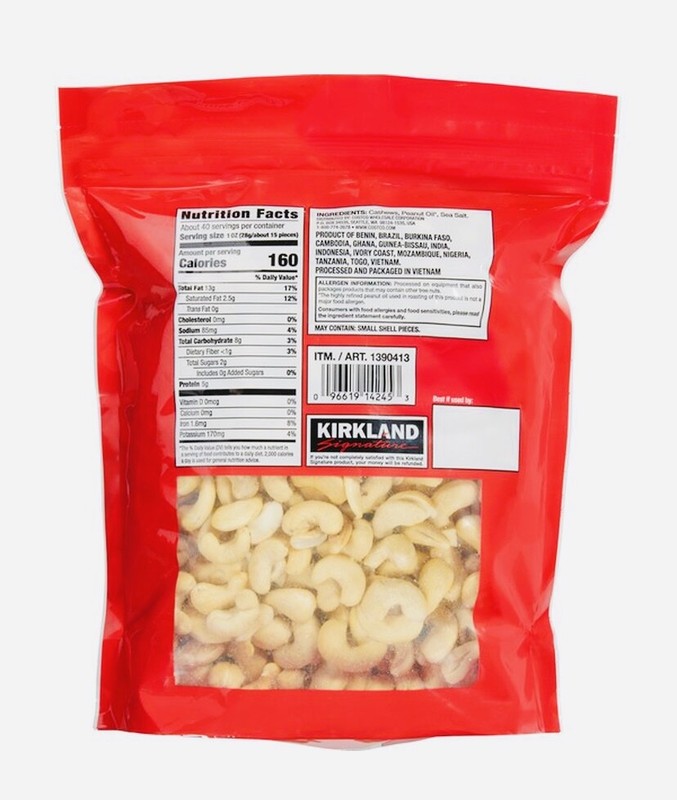 Kirkland Signature Whole Fancy Cashews Sea Salt Resealable Bag 2.5 lb - 2 PK gallery