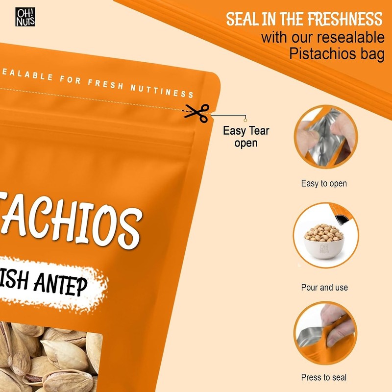 1 lb Roasted Turkish Antep Pistachios - Zip-Seal Bag gallery