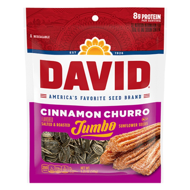 12x David Jumbo Cinnamon Churro Sunflower Seeds Bulk Snack Treats New 5.25oz