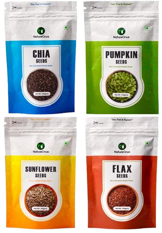 NatureOnus Raw Seeds Combo | Chia Pumpkin Flax & Sunflower | 500g