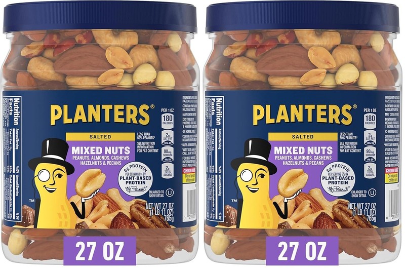 PLANTERS Unsalted Premium Nuts 34.5 oz Resealable Container- Contains Roasted Ca gallery
