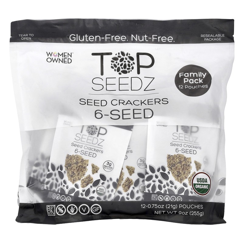 Seed Crackers, 6-Seed, 12 Pouches, 0.75 oz (21 g) Each