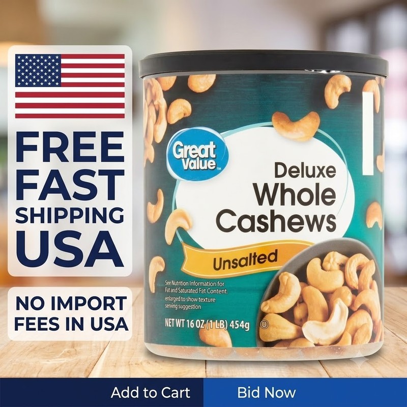 Great Value Deluxe Whole Cashews, Unsalted, 16 oz