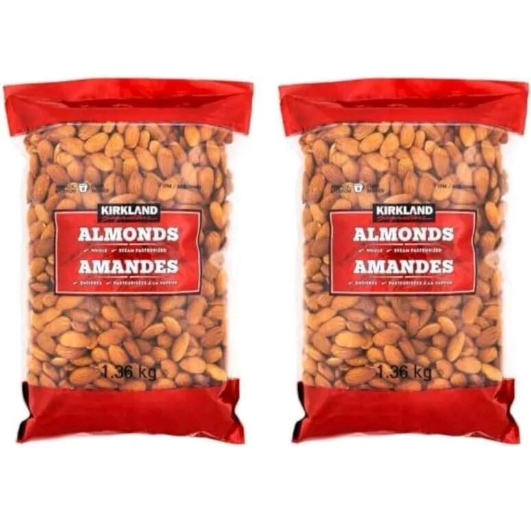 Almonds Supreme Whole Steam Pasteurized Kirkland Signature 2 Pack 6 Lbs Total