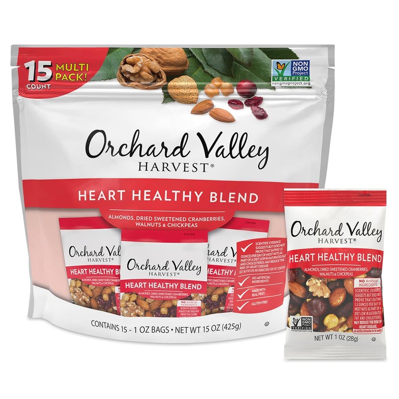 Orchard Valley Harvest Heart Healthy Trail Mix Almonds Cranberries Walnuts 15oz