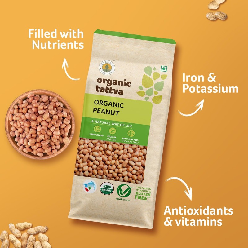 Organic Tattva, Organic Raw Unpolished Peanuts/Groundnuts, 500 gram gallery