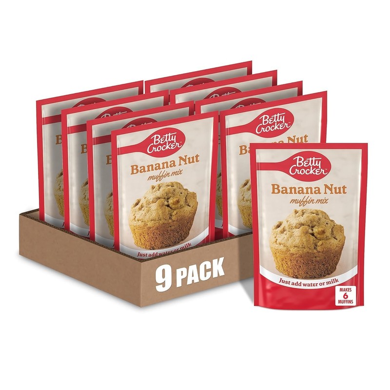 Betty Crocker Banana Nut Muffin Mix, Made With Walnuts, 6.4 Ounce (Pack of 9)