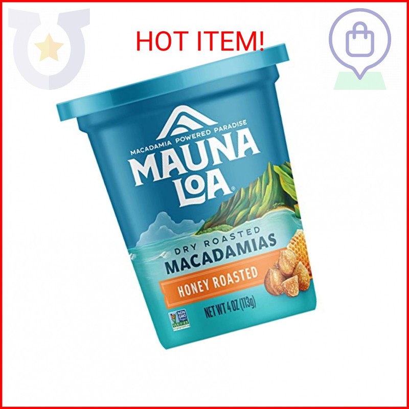 Mauna Loa Premium Roasted Macadamia Nuts, Honey Roasted Flavor, 4 Oz Cup (Pack o