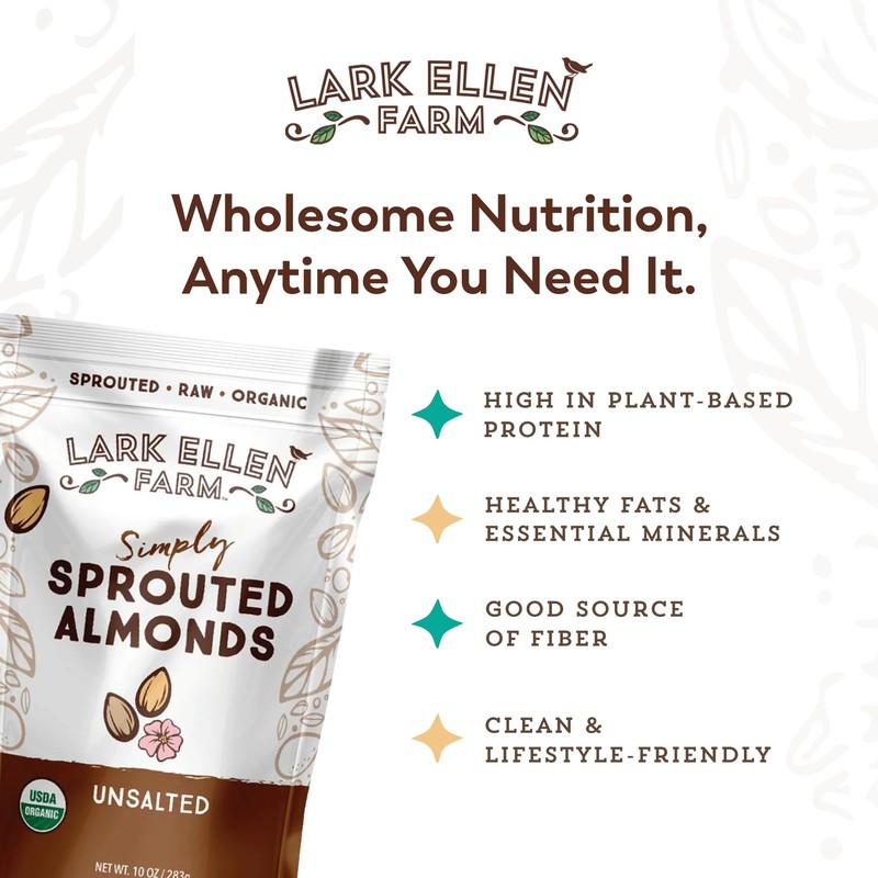 Lark Ellen Farm Organic Sprouted Almonds, Unsalted – USDA Organic, Raw, Vegan... gallery