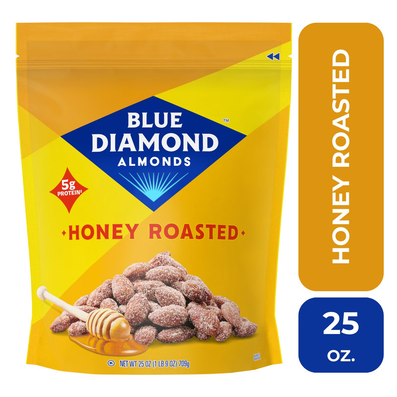 Blue Diamond Honey Roasted Almonds 25 oz Resealable Bag Sweet Crunchy Snack Nuts gallery
