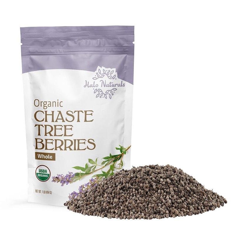 Organic Chaste Tree Berries Whole Cut & Sifted 1 Pound (Vitex agnus castus)