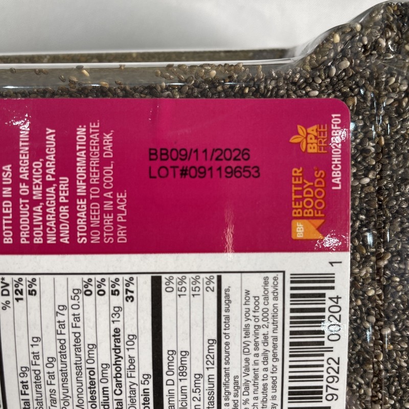 BetterBody Foods Organic Chia Seeds 32 oz 2 lbs Non-GMO Gluten Free Superfood gallery