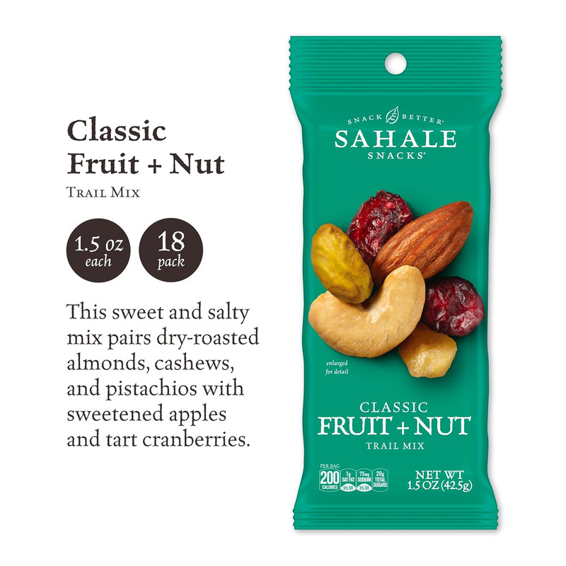 Sahale Snacks Classic Fruit and Nut Trail Mix, 1.5 Oz Grab & Go Bags (18 Packs) gallery
