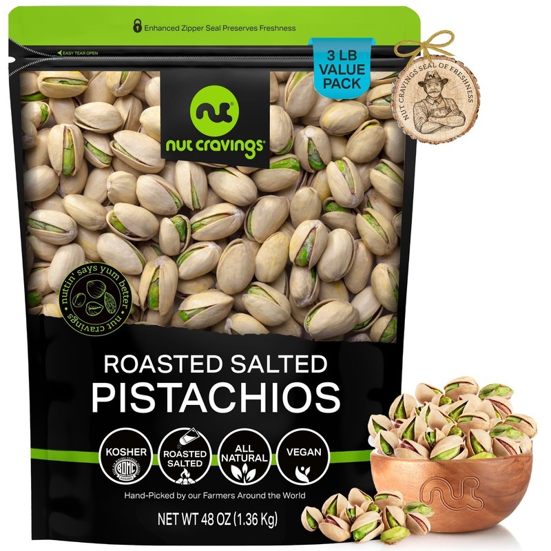 – Freshly Roasted & Salted California Pistachios (48oz – 3 LB) Packed Fresh i…