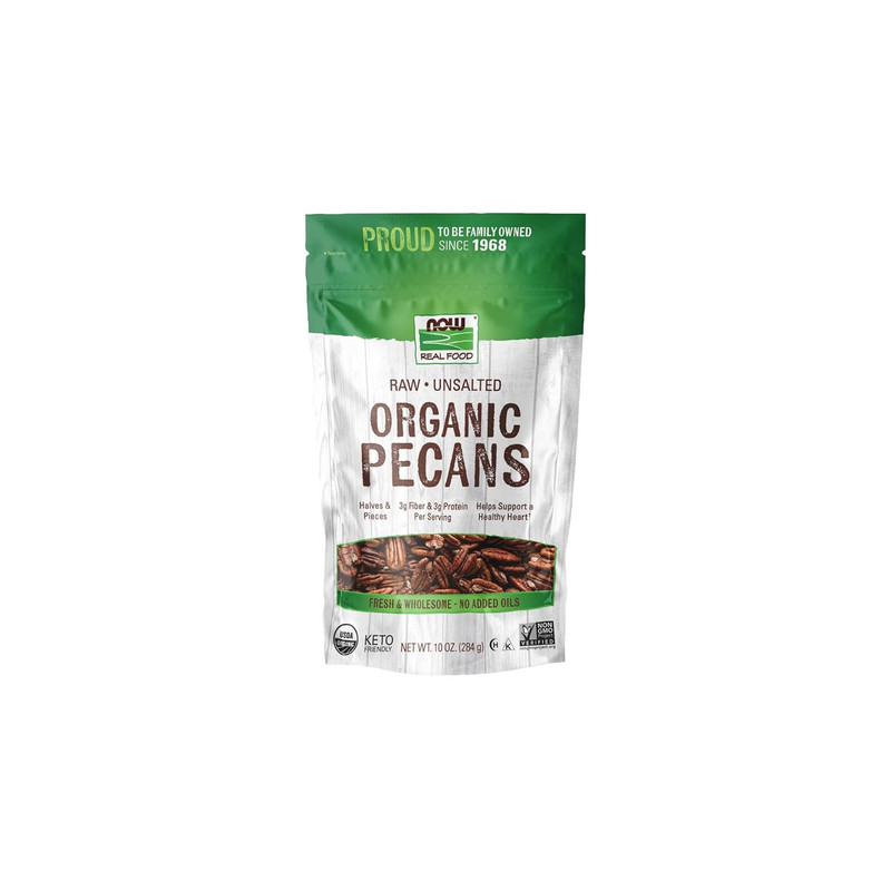 Real Food, Raw, Unsalted, Organic Pecans, No Added Oils, 10 Oz (284 G)