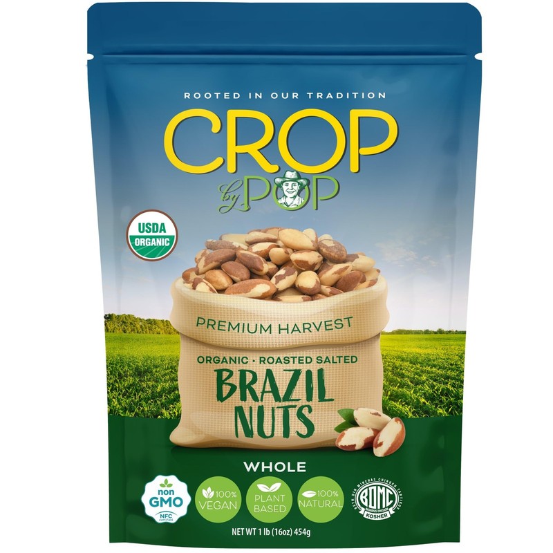 CROP BY POP – Organic Brazil Nuts Roasted & Salted (16 Oz – 1 LB) Packed Fres…