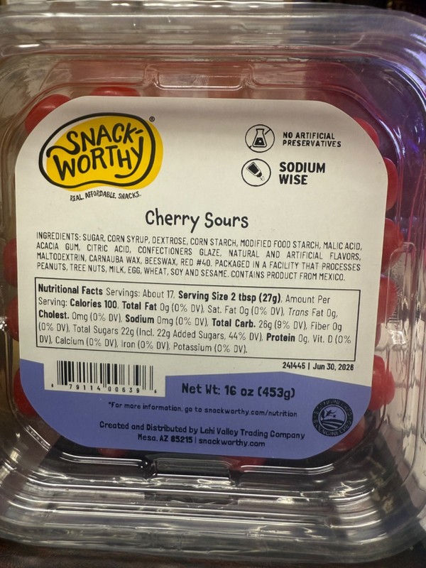 Snackworthy Cherry Sours - Sweet and Irresistible 1 Tub gallery