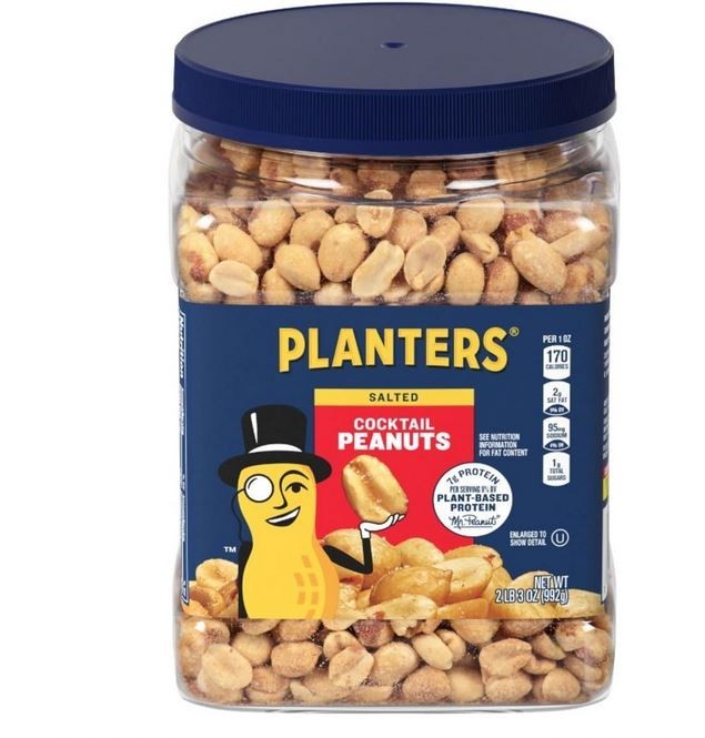 PLANTERS Salted Peanuts Cocktail, Party Snack, Plant 2.19lb Jar