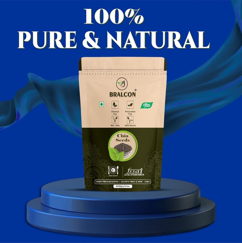 BRALCON Raw Unroasted Pure & Natural Chia Seeds - 100gm gallery