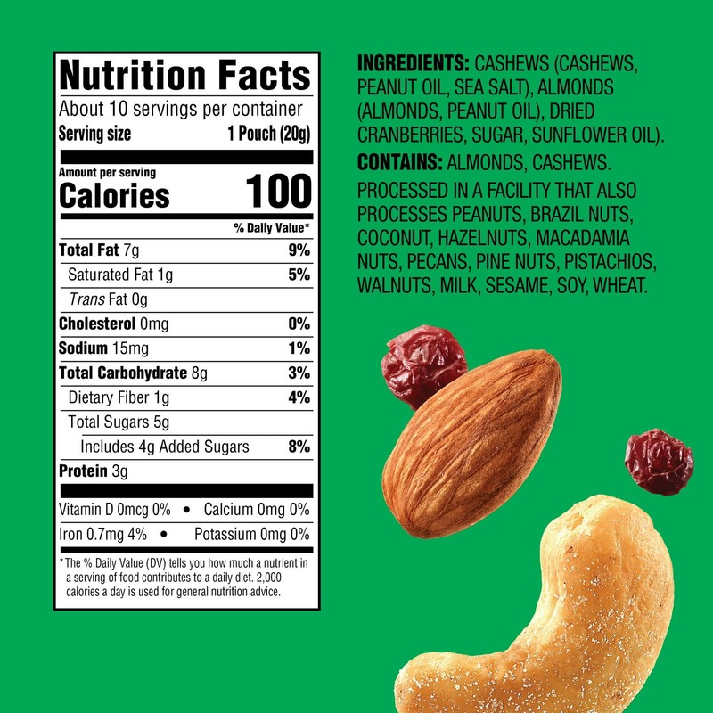 Emerald Nuts Cashews & Almonds with Dried Cranberries, 100 Calorie Packs, 10 Ct gallery