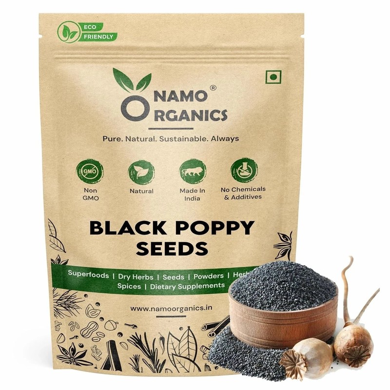 Namo Organics Black Poppy Seeds 100 Gram Khus Khus For Cooking & Baking
