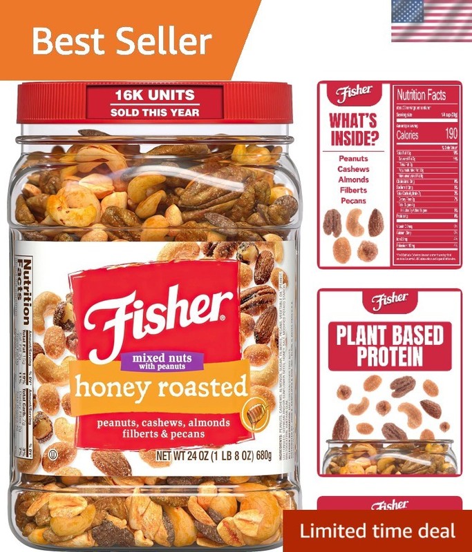 Fisher  Honey Roasted Mixed Nuts - 24 Ounce Canister for Healthy Snacking