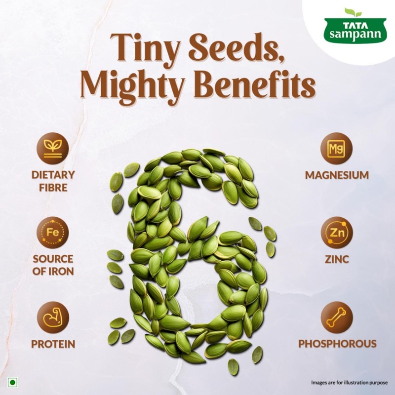 Tata Sampann Pumpkin Seeds 200g | Raw, Unroasted | Protein & Mineral Rich Snack gallery