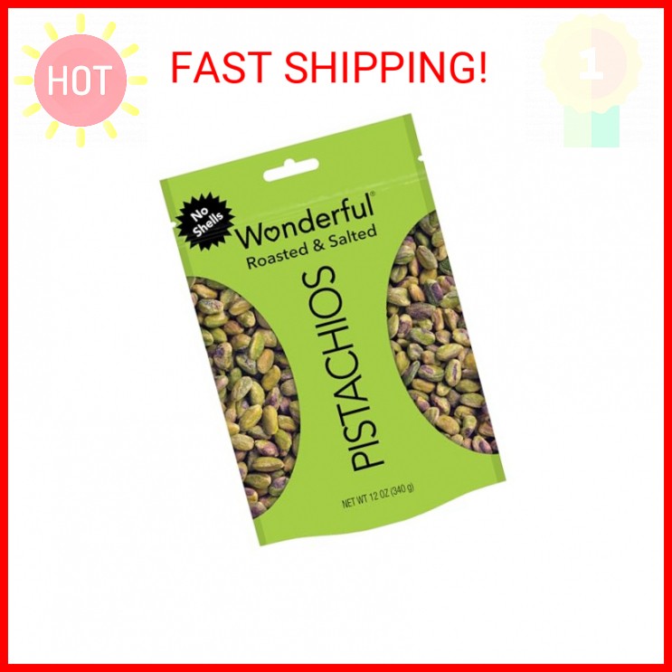 Wonderful Pistachios No Shells, Roasted & Salted Nuts, 12 Ounce Resealable Bag, gallery